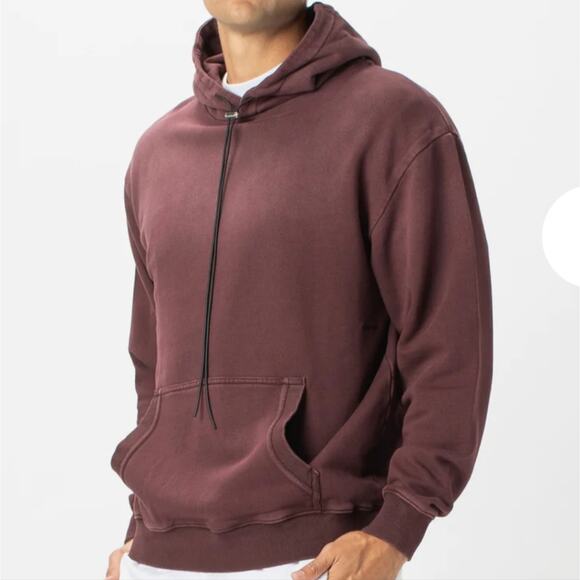 ZANEROBE MEN'S BURGANDY PULLOVER HOODIE SWEATSHIRT SIZE MEDIUM - Picture 1 of 11